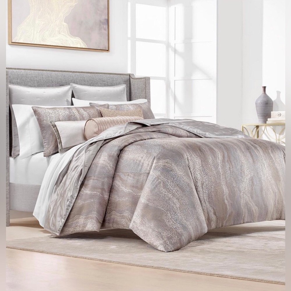 3PC SET! Hotel Collection Terra KING Duvet Cover, 2 Standard Pillow Shams NWOT